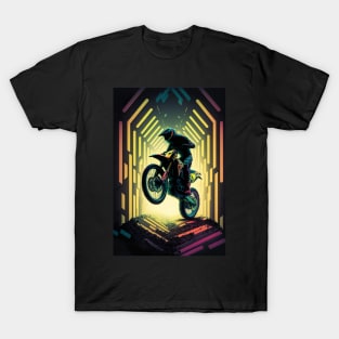 Cyber Future Dirt Bike With Neon Colors T-Shirt